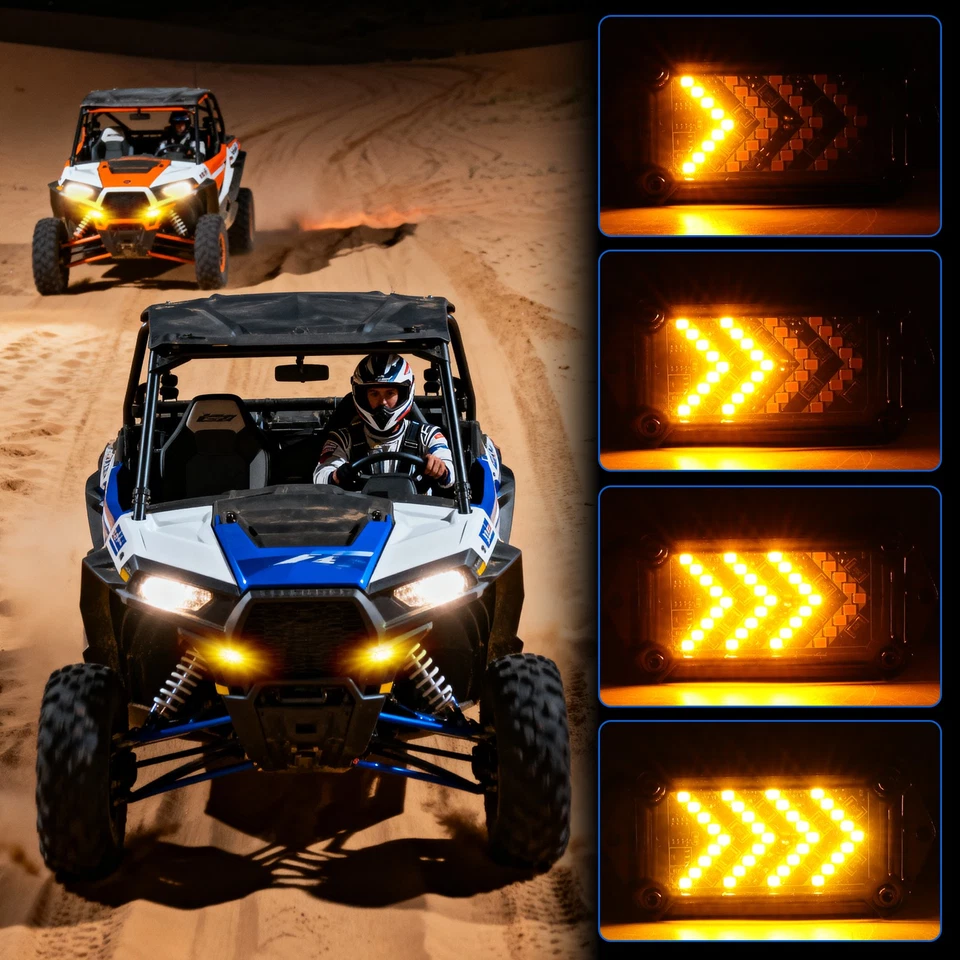 UTV LED Turn Signal x4 w/ Horn Rocker Switch For Can-Am Maverick X3 RS Turbo RR - Image 2 of 4