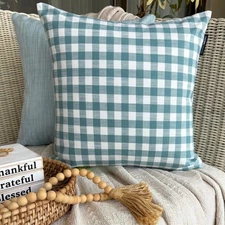 The HomeCentric Buffalo Checks Aqua Throw Pillow Cover Cotton - Checkmate Aqua