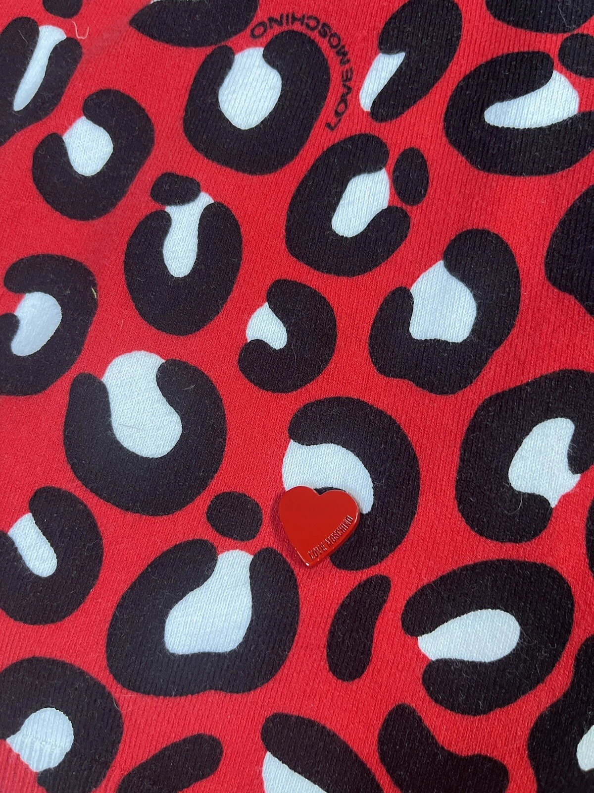 Abito donna Love Moschino rosso nero bianco taglia small stampa animalier casual festa