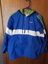 Vintage Adidas 1/4 Zip Hooded Windbreaker Blue L