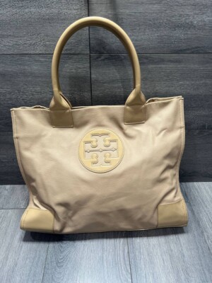 TORY BURCH Tote Bag Handbag Logo Switch Beige | eBay