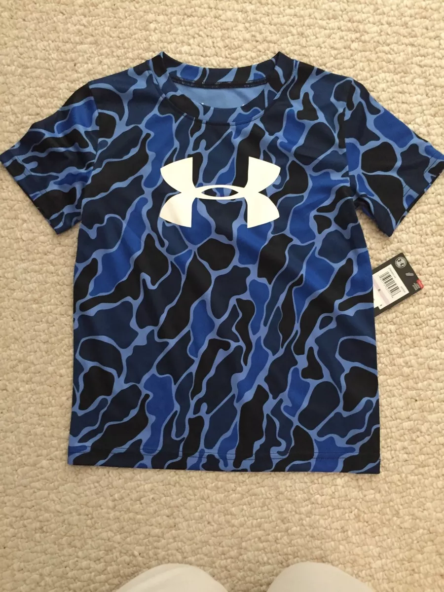 NWT Boys Athletic Shirt Under Armour Blue Camo Young Size 6 eBay