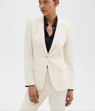 Theory White Staple Crepe Blazer In Size Uk4 / Us0 / Fr32 / It36 - Rrp £445