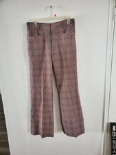Vintage 70s Plaid Pants Womens High Rise Wide Leg Barn Find
