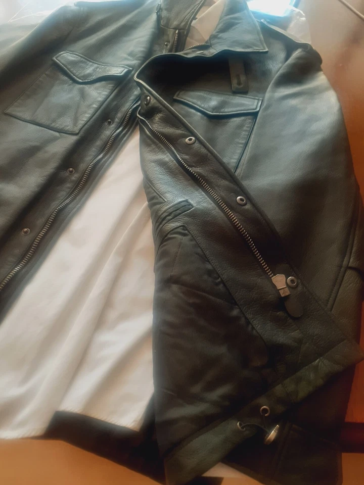 Men's $6k C. ATTOLINI Military Green DEER Luxury Nappa Leather Jacket US42 IT52 - Image 4 of 4