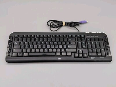 HP SK-2960 Wired PS/2 Black Keyboard Missing Right Leg Tested Works