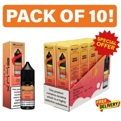 ELUX NIC SALT 10ml E Liquid 10mg / 20mg Vape Juice 50/50 VG/PG SALE! [10  PACK] | eBay UK
