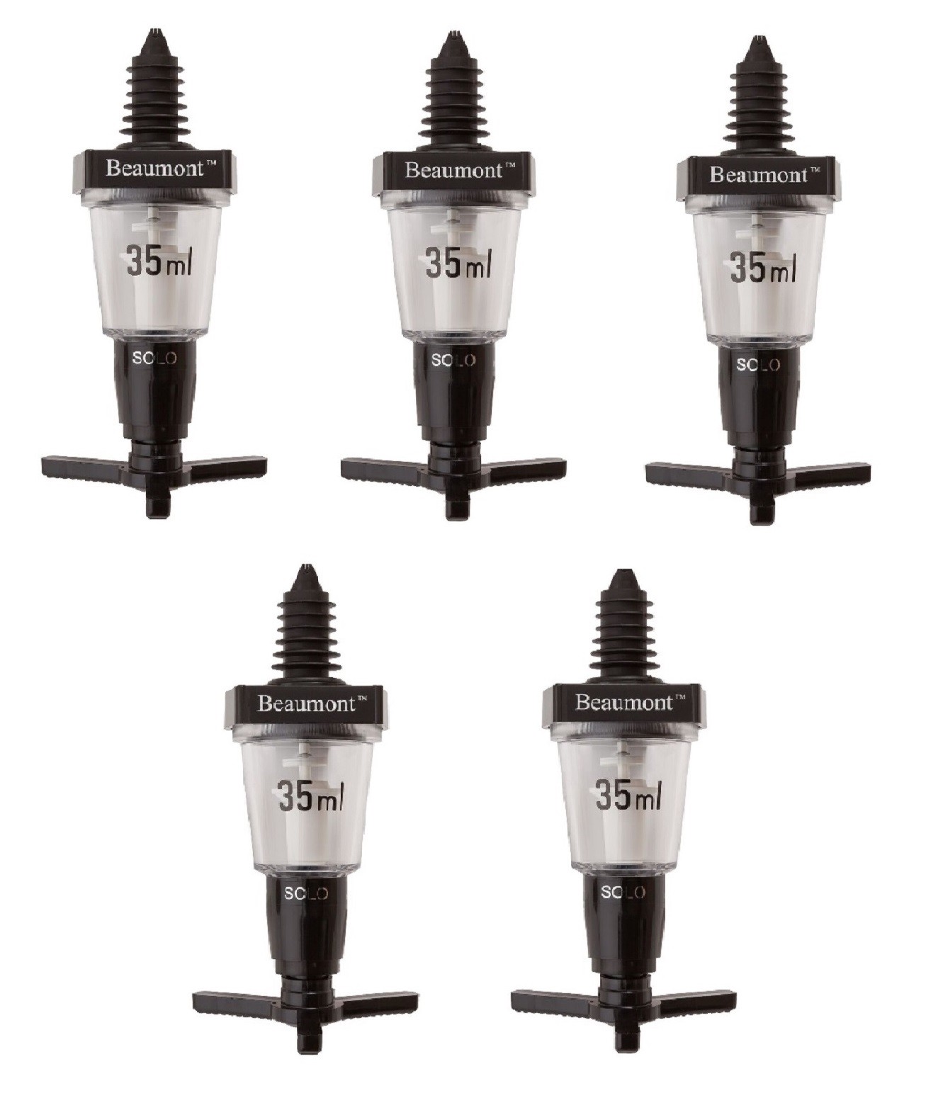 Optics Home Bar  Pack of 5 x 35ml Spirit Measure Beaumont Solo Pub Dispenser