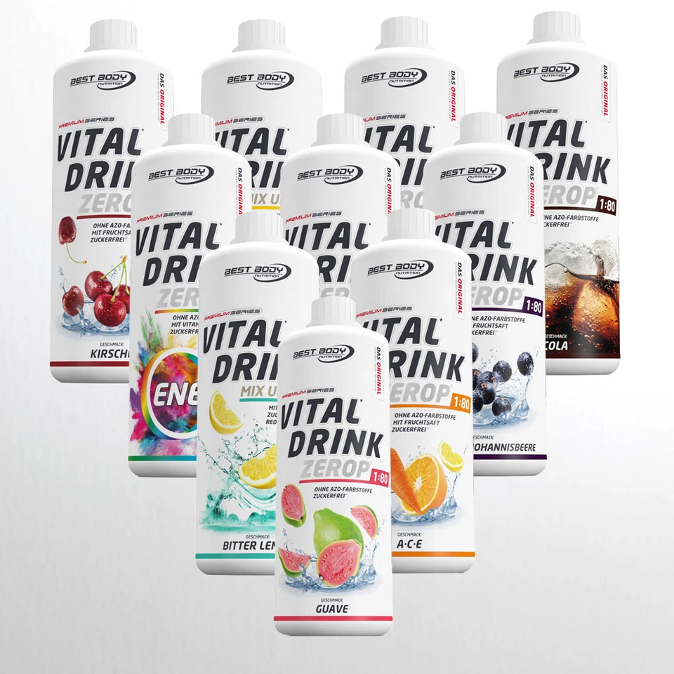 10 Flaschen Best Body Nutrition Vital Drink Zerop Getränkesirup 9,89€/Ltr. - Bild 2 von 3