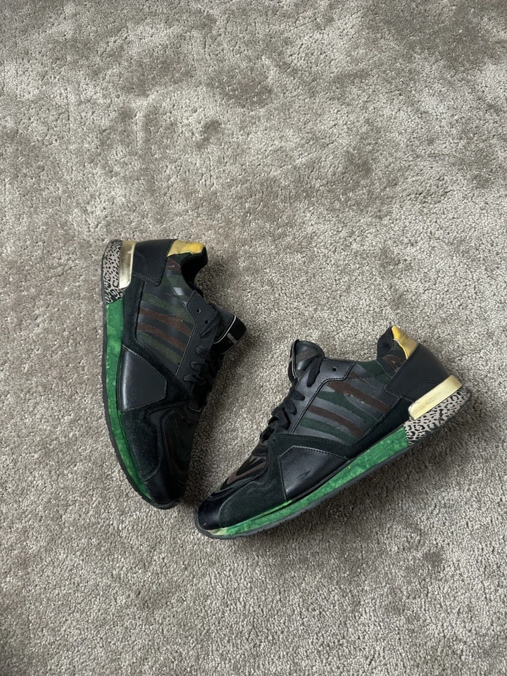 Roberto Cavalli Deportivas Para Hombre Cuero Negro Lona Moda Tenis Zapatos Talla 10 Foto 2 de 4