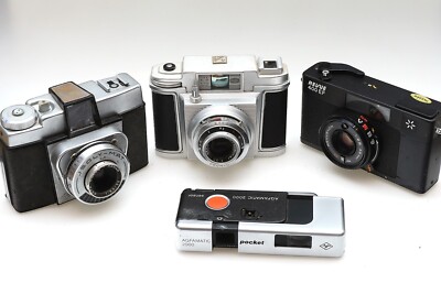 Konvolut 4 alte Kameras Agfa Bilora Revue Agfamatic - ungeprüft !