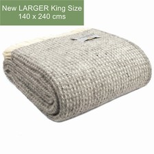 EX LARGE TWEEDMILL 100% Wool Sofa Bed Blanket Rug WAFFLE SILVER GREY CREAM THROW