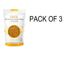 GiGi Hard Wax Beads, Golden Honee All Purpose Hair Removal 14OZ - PACK OF 3