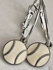 Baseball Fan Dangle Hoop Earrings for Sport Lovers. Team. Fan. Play Ball.