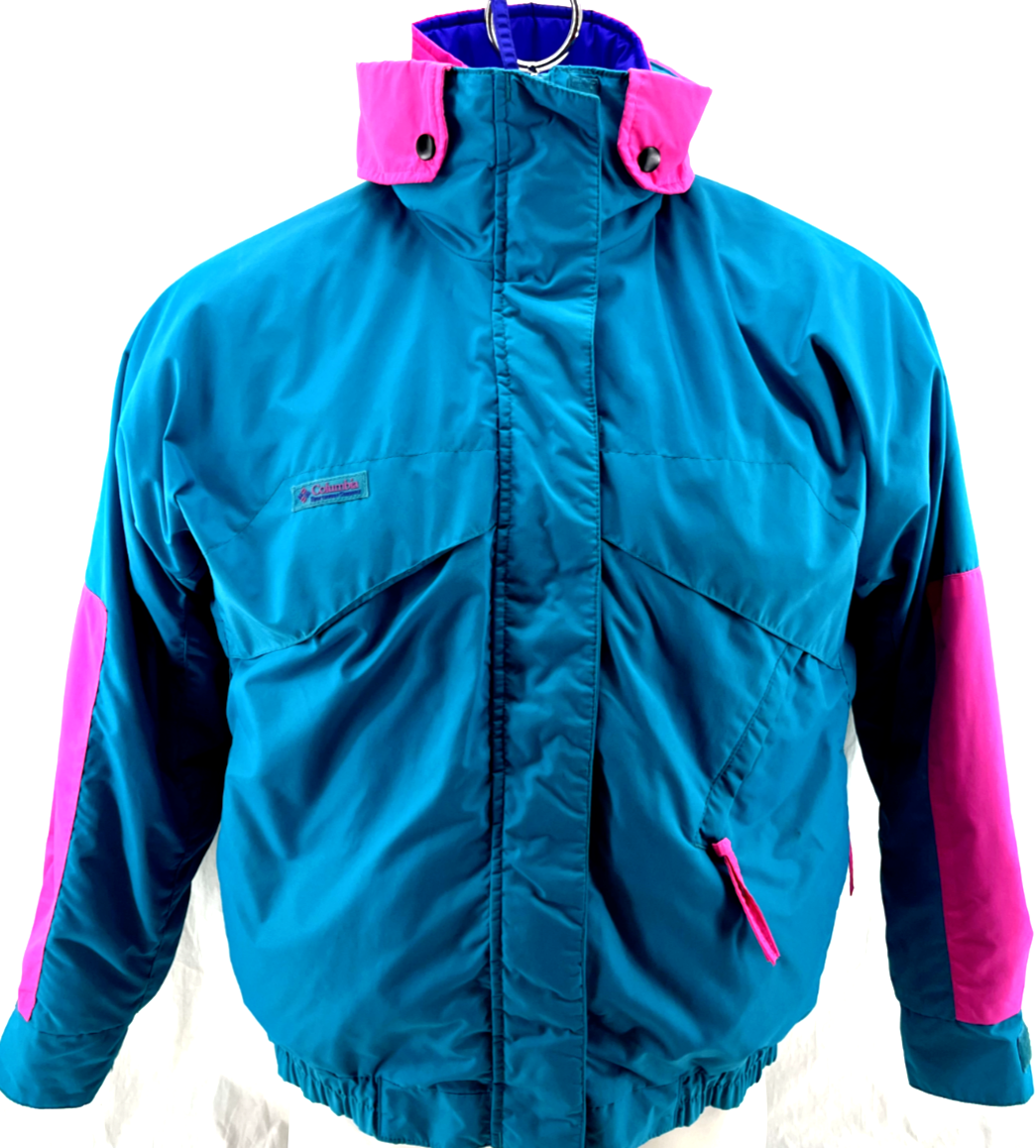 Vtg Columbia Switcheroo Multicolor Neon blue pink Full Zip Ski