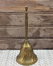 Table Bell Solid Brass SWIRL Hand Held Dinner Call to Order Loud 5.5" Vtg