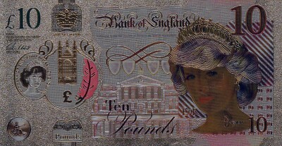 PRINZESSIN DIANA-WINDSOR-WALES-Adel-Royal-LONDON-BANKNOTE IN GOLD-ADEL-ROYAL