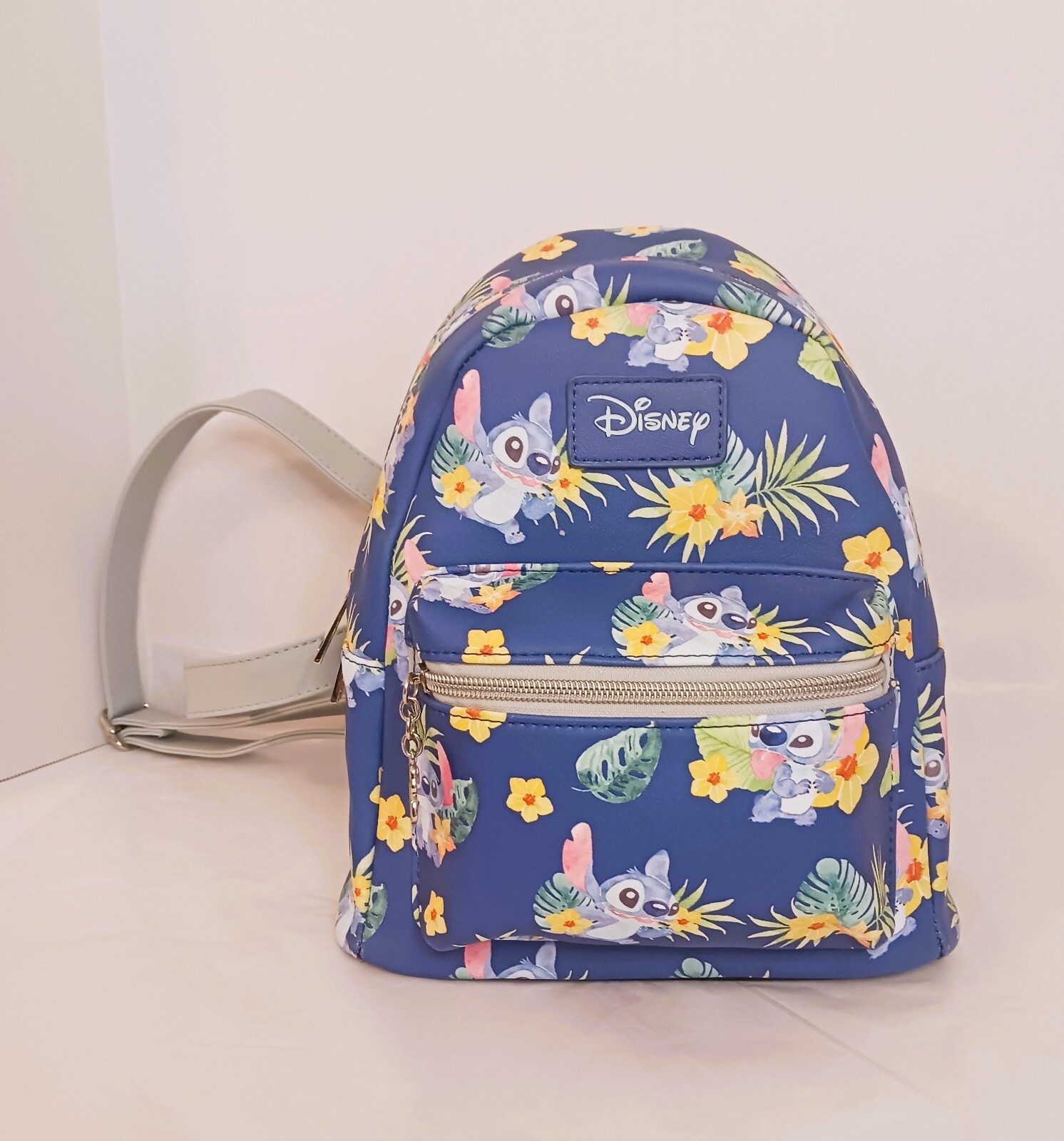 Disney Lilo And Stitch Loungefly Blue Tropical Flowers Mini Backpack EUC LN