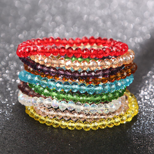 Elegant Crystal Beaded Lucky Bracelet Elastic Bangle Women Wedding Jewelry Gifts - Picture 1 of 17