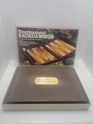 Vtg Tournament Backgammon Set!  RED & WHITE CHIPS!  COMPLETE In Box