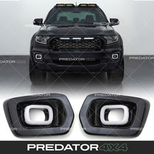 LED DRL FOG LIGHT SURROUNDS GLOSS BLACK LIGHTS COVER FOR FORD RANGER T8 18-22
