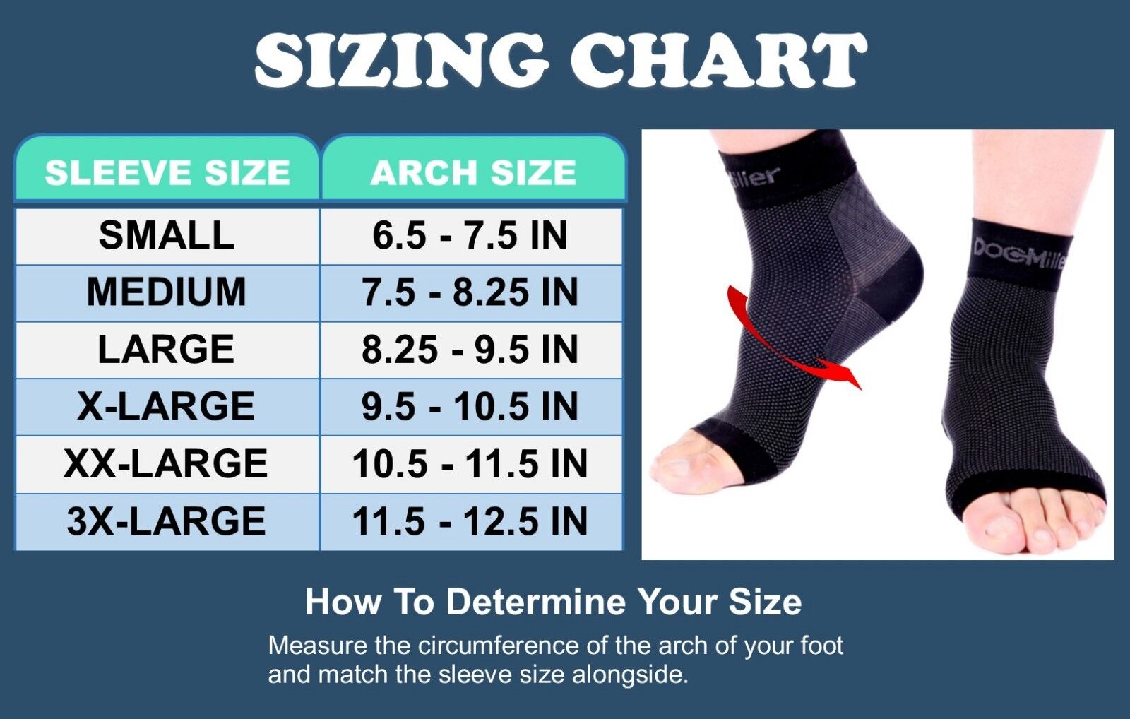 Doc Miller Compression Socks Size Chart