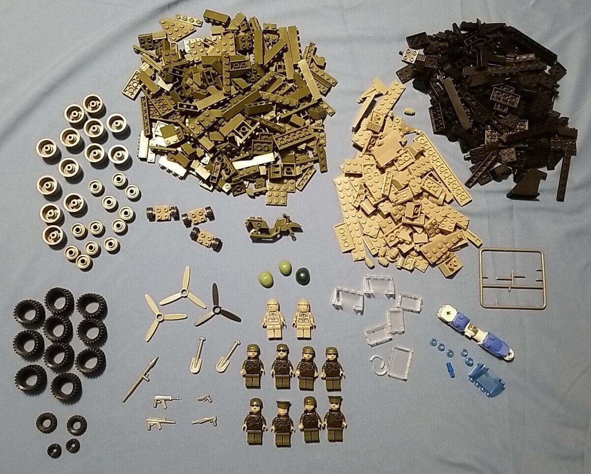 Rare Best-Lock Military & Army 10 Minifigures + Huge Lot Of Military Pieces Lego