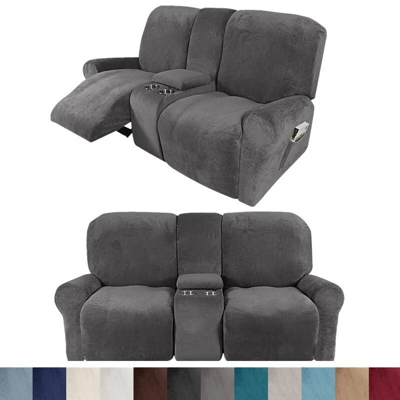 Stretch Recliner Loveseat Cover w/ Center Console 2 Seater Couch Sofa Slipcover - Image 2 of 4