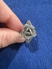 Vtg 800 Silver Handmade Filigree Flower Ring, Size 9