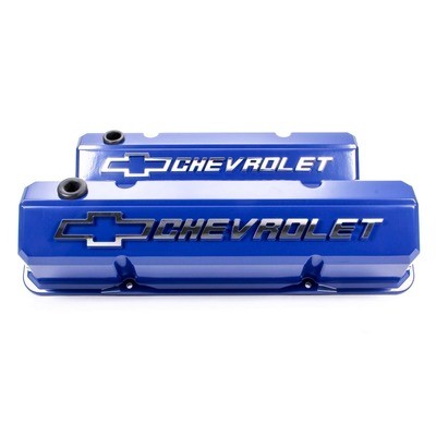 Proform 141-932, Pair Valve Cover Slant-Edge for SB Chevy Tall Baffled Aluminum