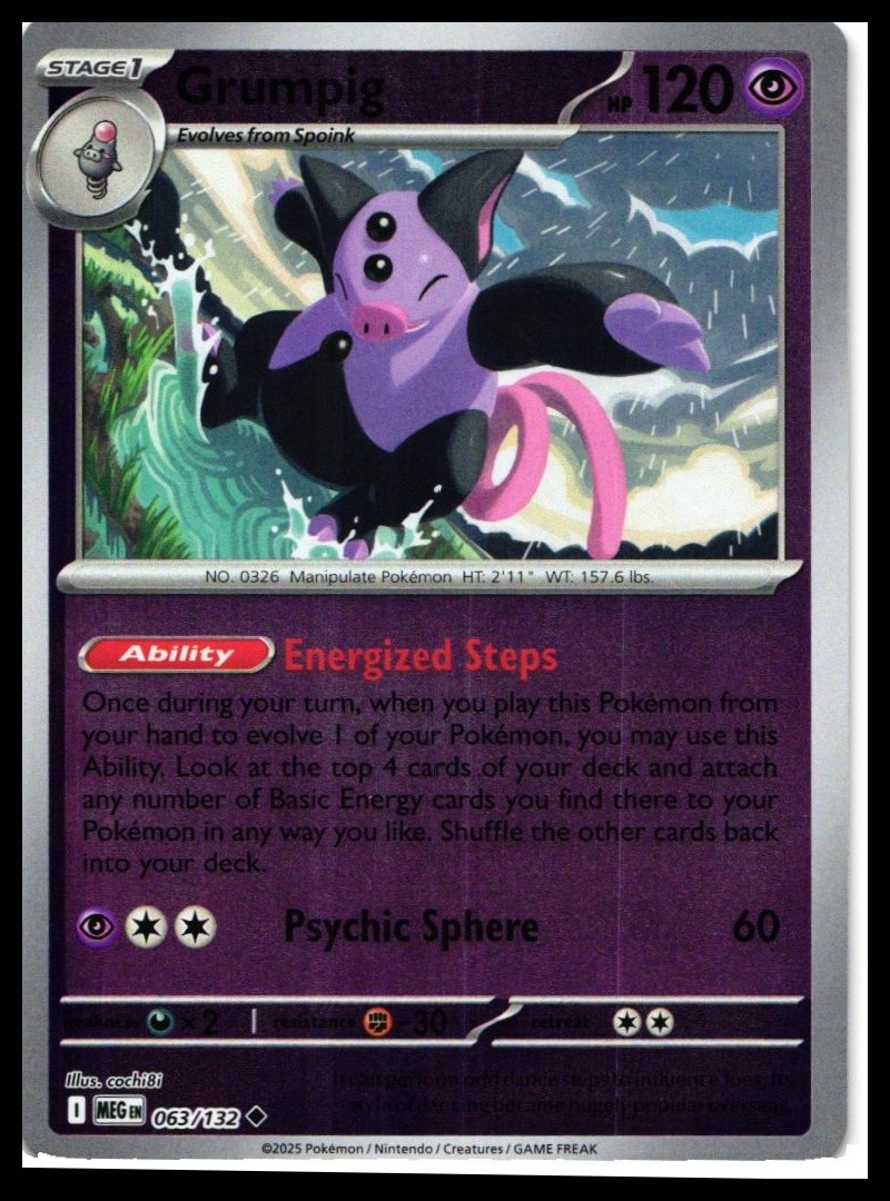 Grumpig #063/132 Reverse Holo ME01: Mega Evolution Near Mint or Better