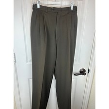 Yves Saint Laurent Vintage Wool Pleated Trousers Brown 36x31