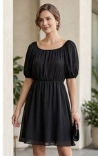 Amanda Uprichard Peasant Boho Mini Dress Small Black LBD Party Minimalist Witchy