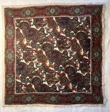 Italian 100% Wool 30  Sq. Paisley Print Scarf...