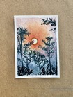 ACEO ORIGINAL Foggy Forest Sunrise Trees Glowing Sunset Landscape by Kinsmoor — photo 1
