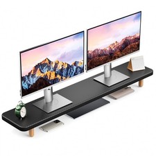 39" Dual Monitor Stand Riser Wood Desktop Organizer Holds 220lbs