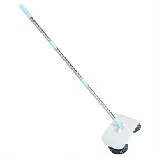 Hand Push Sweeper Mop Broom with Dustpan, Household Floor Cleaning Tool, Blue