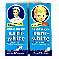 Hollywood Sani White for All White Shoes Non Toxic Cleans Preserves - 2 Packs