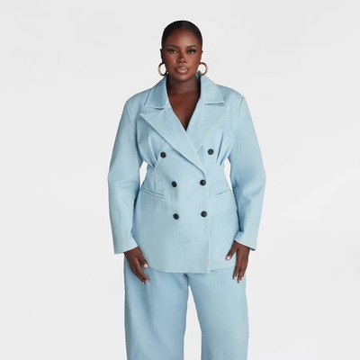KBB by KAHLANA Women 'The Corset Denim Blazer' - Medium Wash XXL