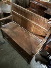 20th-century oak hall settle, monk's bench