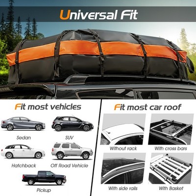 Auto Daktas & Rooftop Cargo Carrier - 21 Kubieke Voeten Heavy Duty Bag, 100% Waterdichte Uitstekende Militaire Kwaliteit Rooftop Car Bag - Past op Alle Auto's met/Zonder Rack - 6 Deur Haken