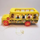 Vintage Fisher Price Yellow School Bus #192 with 5 Little People 1965 - works