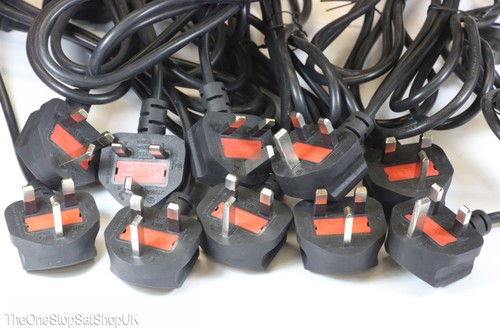 10 x 3 Pin 1.8m UK Black Mains Cable IEC 320 C13 For Televisions, Computers etc - Afbeelding 3 van 12
