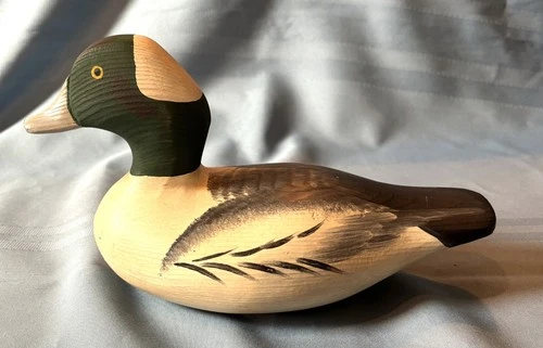 2005 Signed Capt. Bob Jobes Hand Carved Hand Painted Wood Bufflehead Duck Decoy