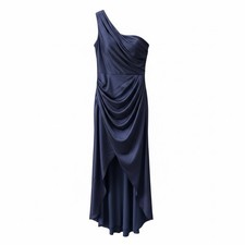 Lulus Navy One Shoulder Formal Maxi Dress NWT Size L Wedding Evening Gown