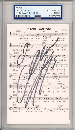 Alicia Keys SIGNED If I Ain't Got You Lyric Piano Sheet Music PSA DNA Certified
