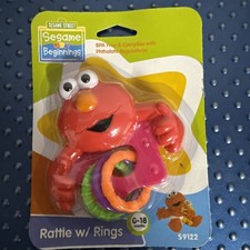 Sesame Street Elmo Rattle with Rings BPA-Free Baby Toy