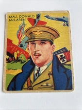 Vtg. 1934 Sky Birds Trading Card - Maj. Donald McLaren National Chicle Co. #78