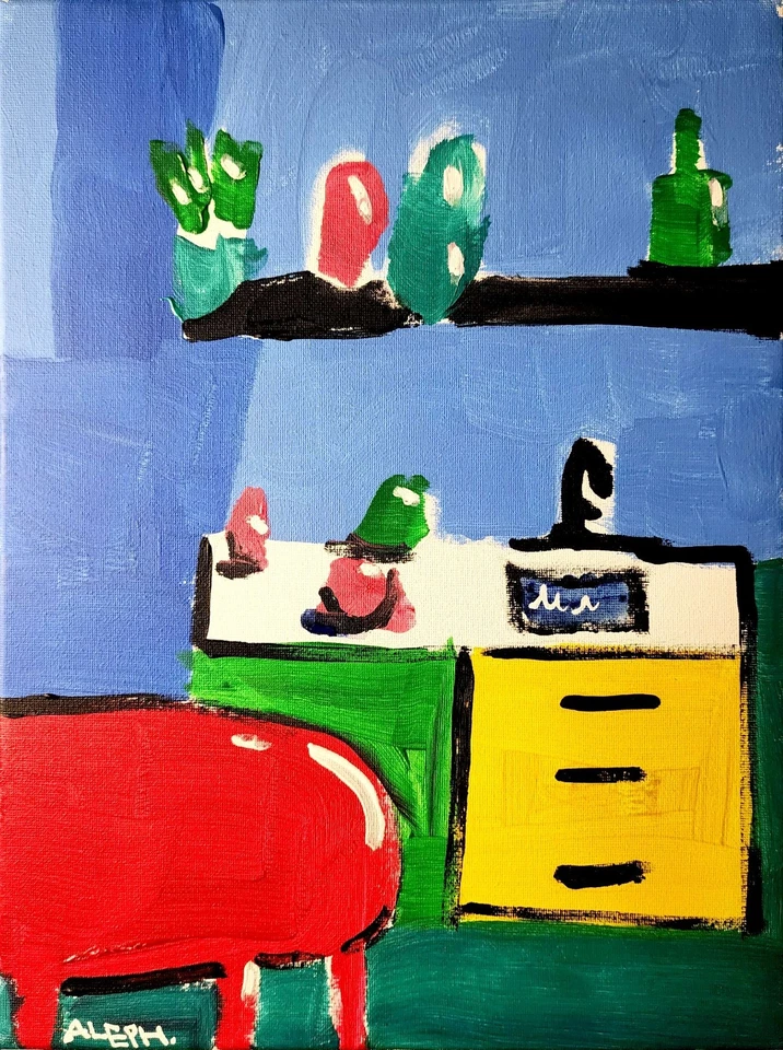 Оригинальная художественная кухня 14x11 красочная современное искусство акриловая живопись на холсте - Изображение 2 из 4