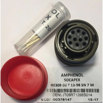 Amphenol Souriau HE308-06T13-98SN7M 10pos Kontakt rund nach MIL Grau